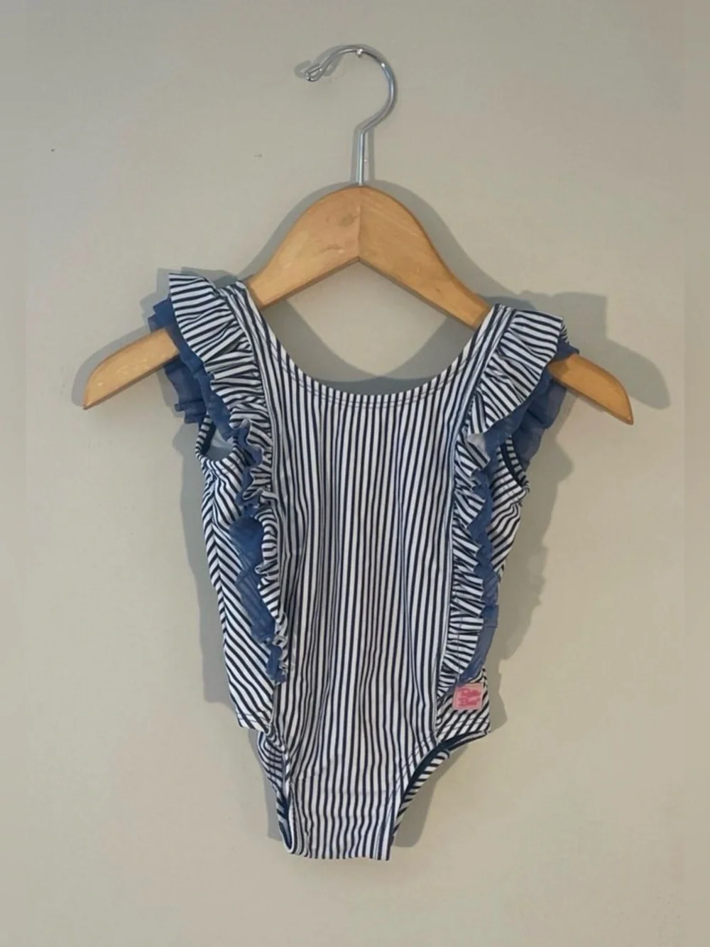 $16‎ ADD ON Ruffle Butts SWIMSUIT RUFFLEBUTTS Blue White Stripe SWIM ONE PIECE
